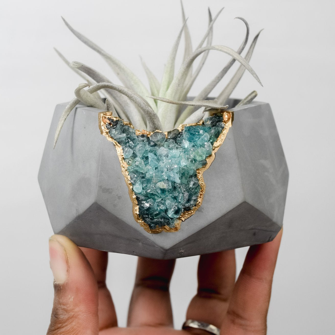 Blue Apatite Geometric Planter | Dark